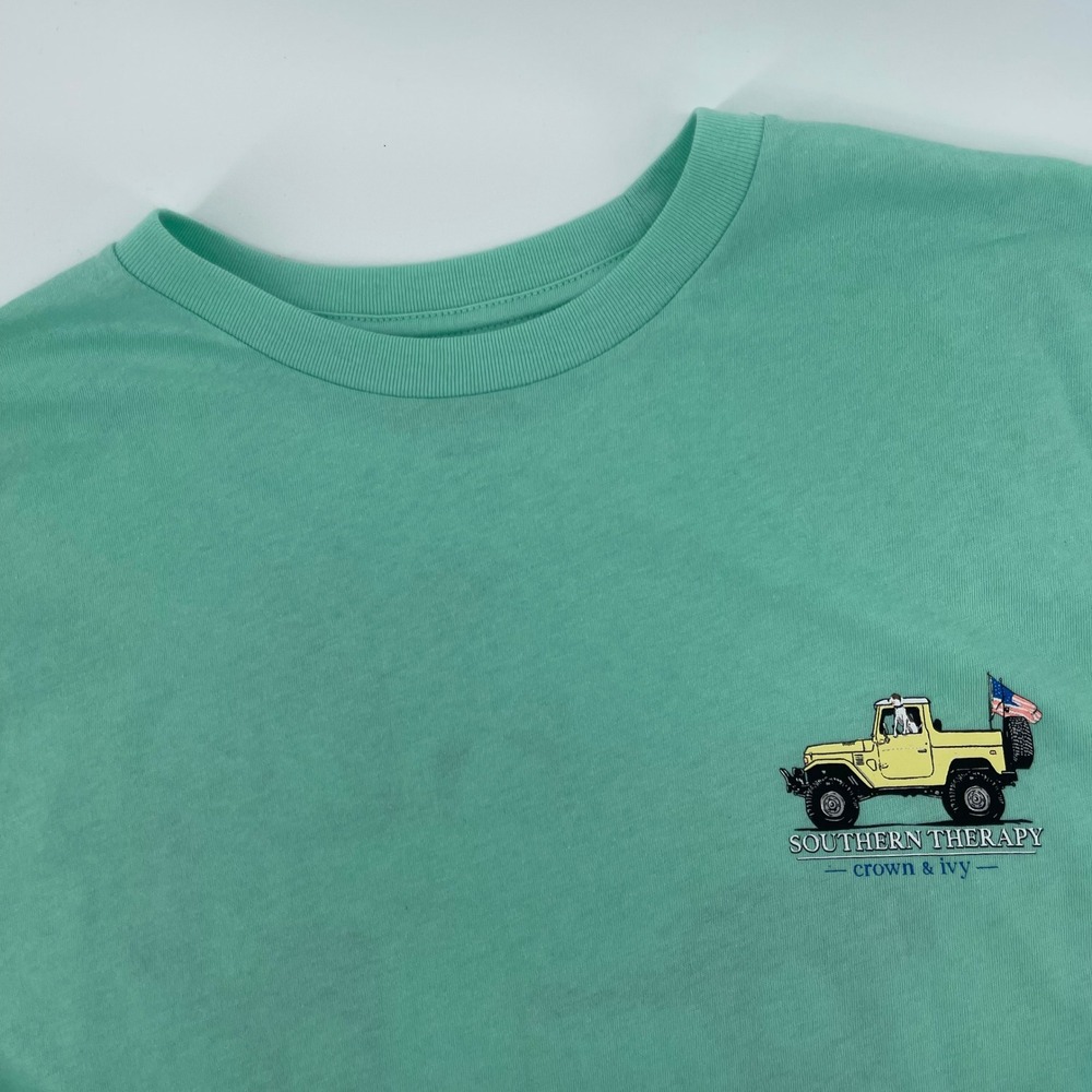 Crown & Ivy Southern Therapy Truck Graphic T-Shirt American Flag Mens Large